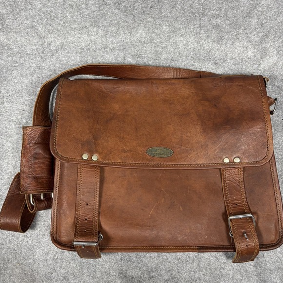 Handmade World Other - Handmade World Messenger Bag Large Brown Leather Vintage Laptop Satchel